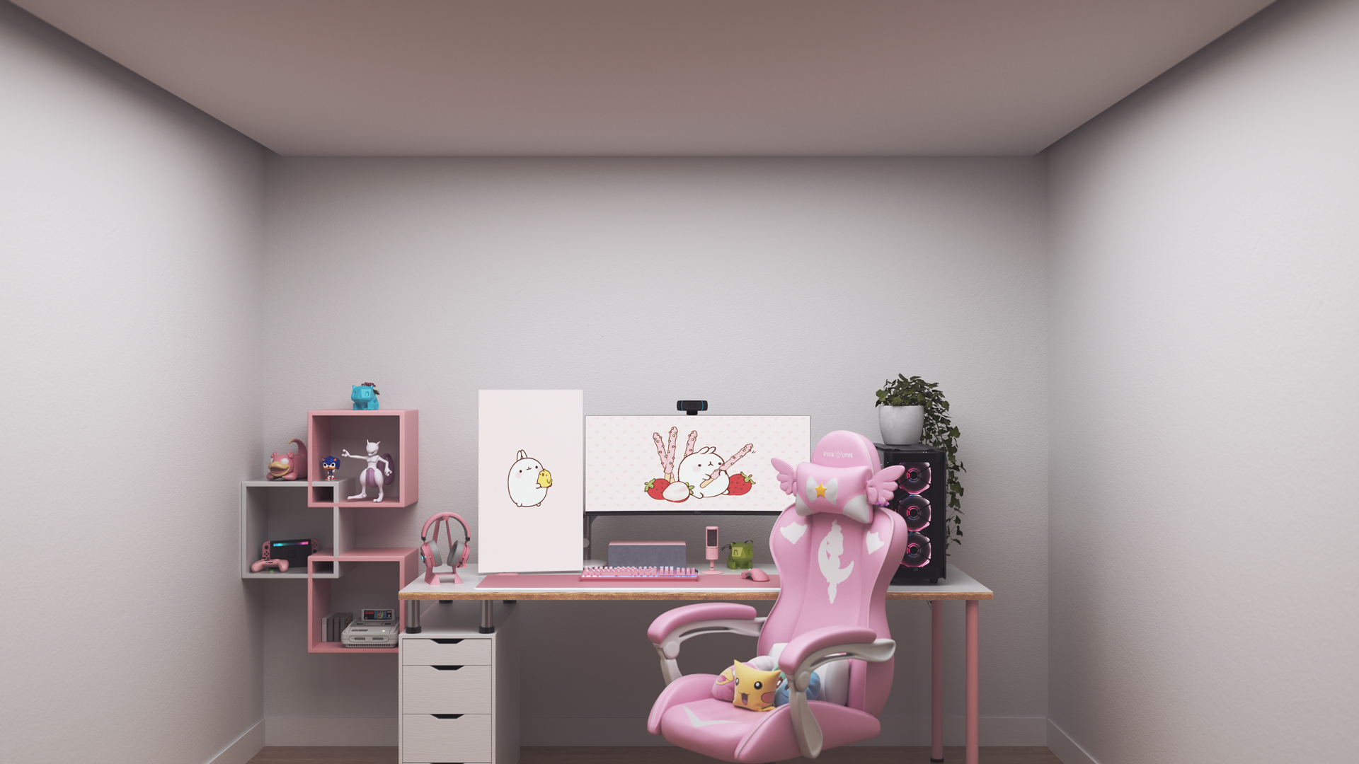 Kawaii style gaming setup