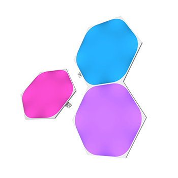 Nanoleaf Shapes Thread-enabled color-changing hexagon smart light panels. Similar to Philips Hue, Lifx. Apple Home, Google Home, Amazon Alexa, IFTTT.